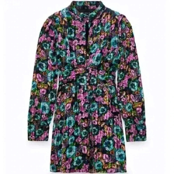 NWT Zara Floral Dress With Metallic Thread - Picture 4 of 8